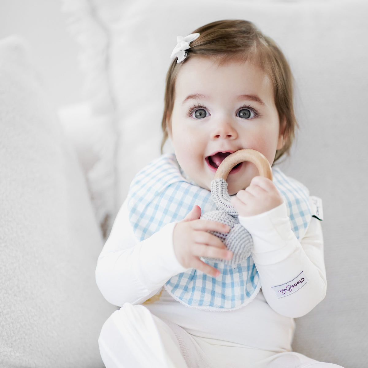 Waterproof Bandana Bib - Baby Blue Gingham