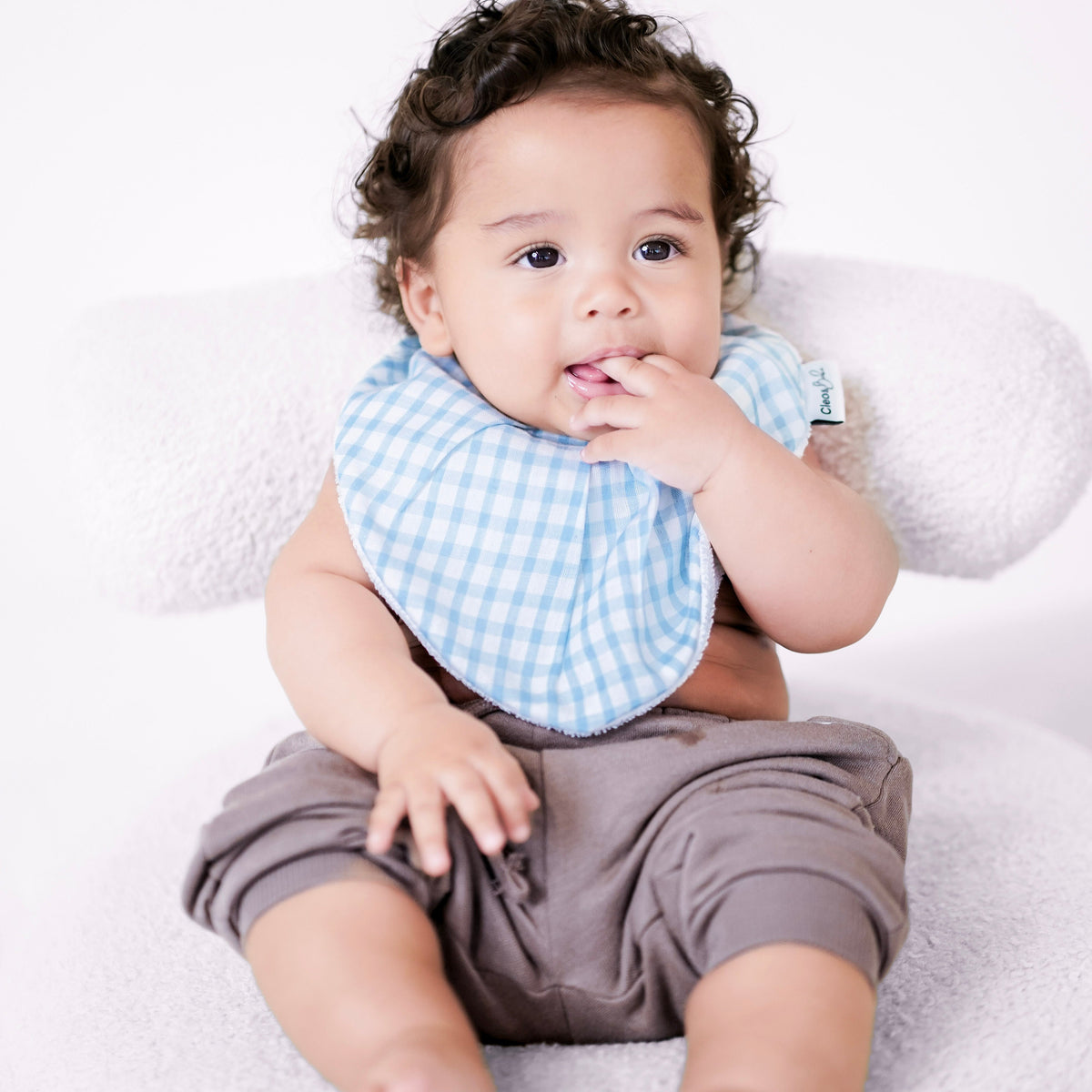 Waterproof Bandana Bib - Baby Blue Gingham