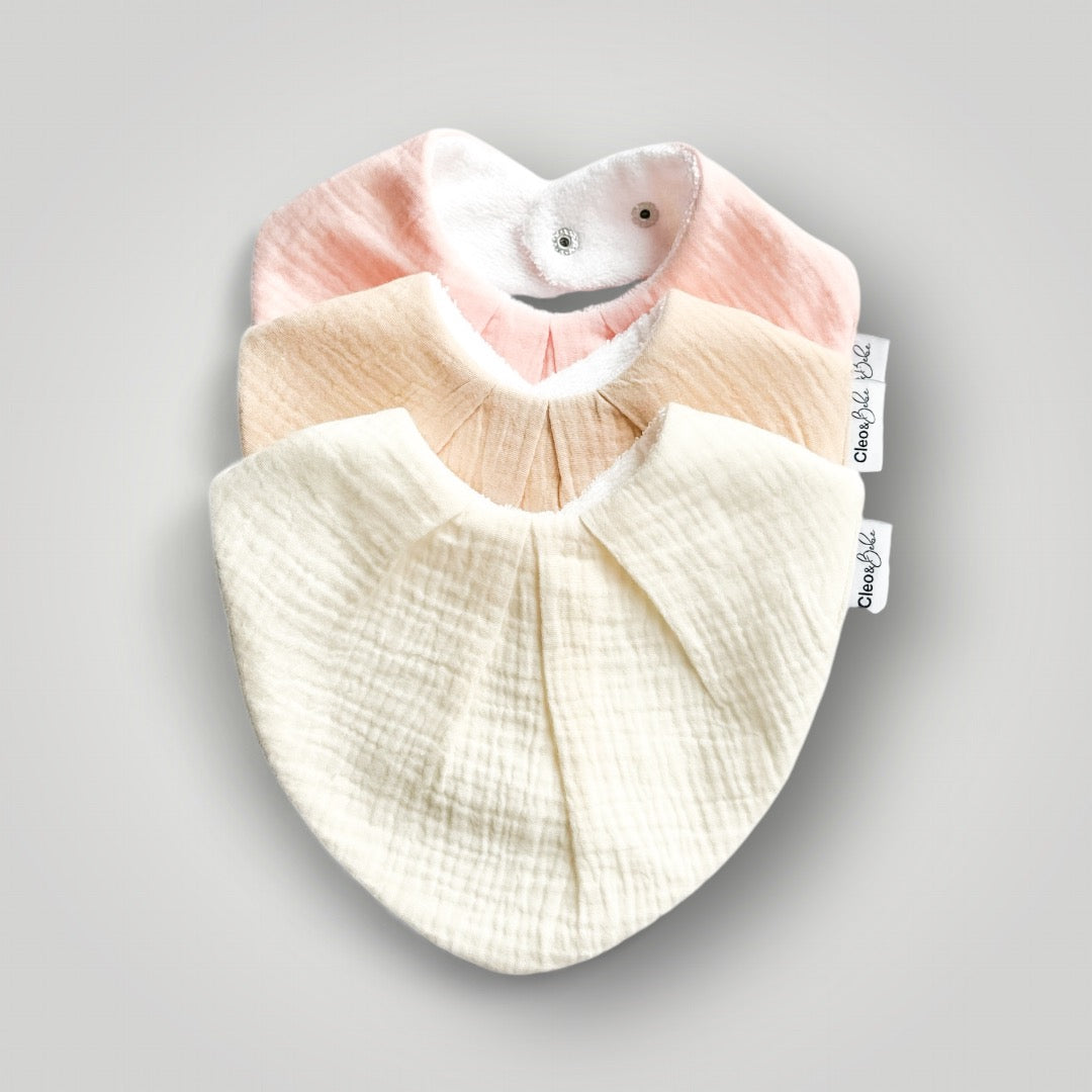 Waterproof Bib Pack Classic or Bandana - Peachy Neutral Tones