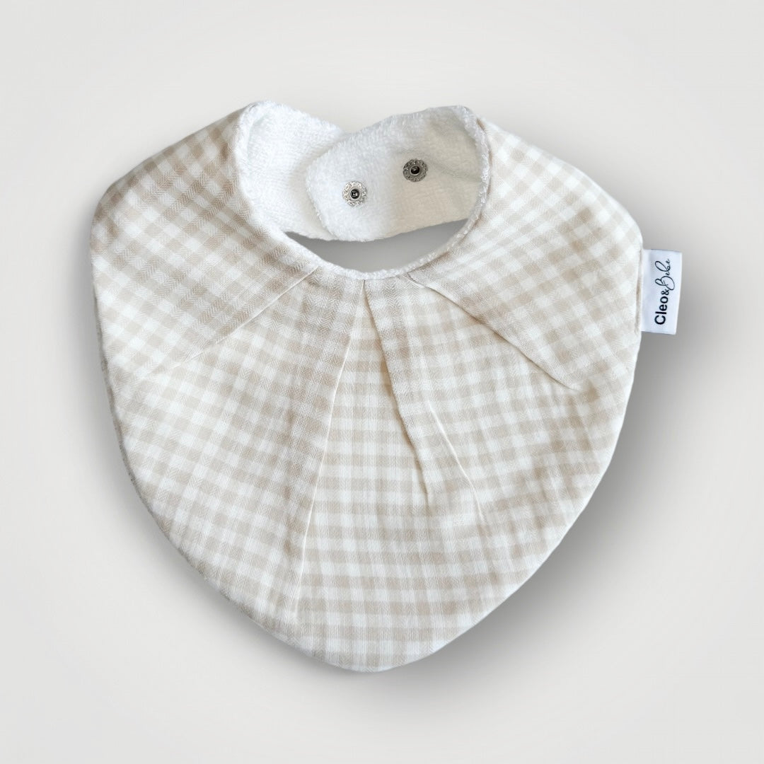 Waterproof Bib Bandana - Almond Gingham